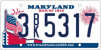 MD license plate 3BK5317