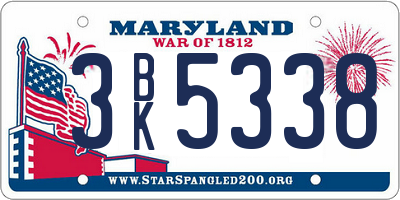 MD license plate 3BK5338