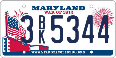 MD license plate 3BK5344