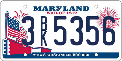 MD license plate 3BK5356