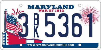 MD license plate 3BK5361