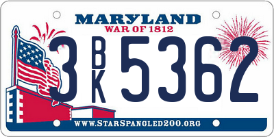 MD license plate 3BK5362