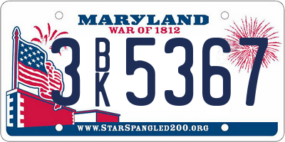 MD license plate 3BK5367