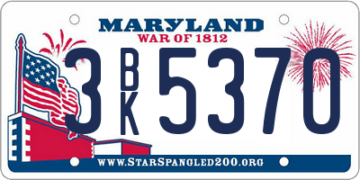 MD license plate 3BK5370