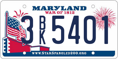 MD license plate 3BK5401