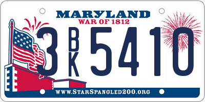 MD license plate 3BK5410