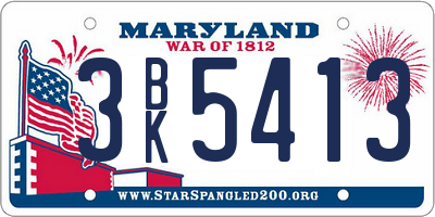 MD license plate 3BK5413
