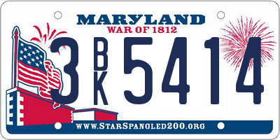 MD license plate 3BK5414