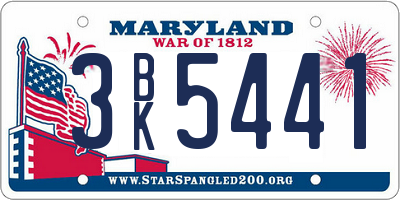 MD license plate 3BK5441