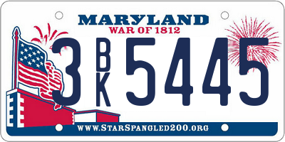 MD license plate 3BK5445