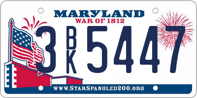 MD license plate 3BK5447