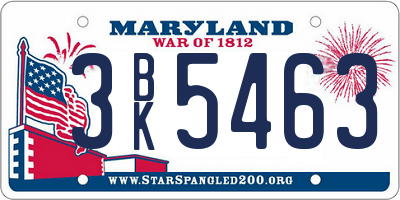 MD license plate 3BK5463