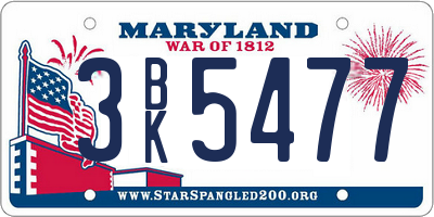 MD license plate 3BK5477