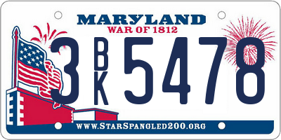 MD license plate 3BK5478