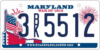 MD license plate 3BK5512