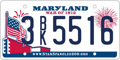 MD license plate 3BK5516