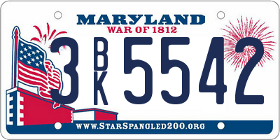 MD license plate 3BK5542