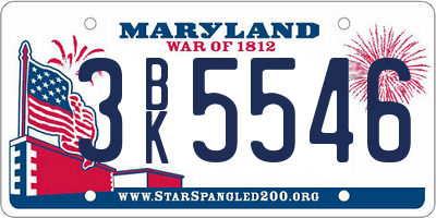 MD license plate 3BK5546