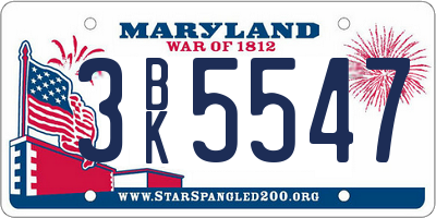 MD license plate 3BK5547