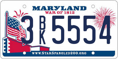 MD license plate 3BK5554