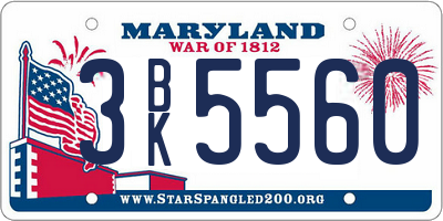 MD license plate 3BK5560