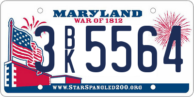 MD license plate 3BK5564