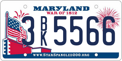 MD license plate 3BK5566