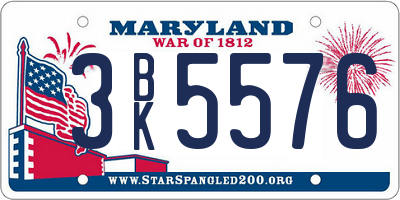 MD license plate 3BK5576
