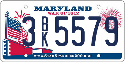 MD license plate 3BK5579