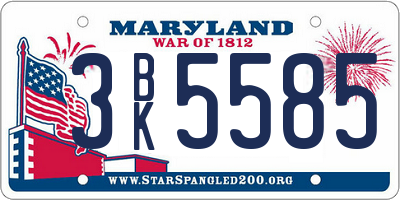 MD license plate 3BK5585