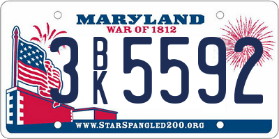 MD license plate 3BK5592