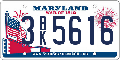 MD license plate 3BK5616
