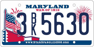 MD license plate 3BK5630