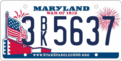 MD license plate 3BK5637