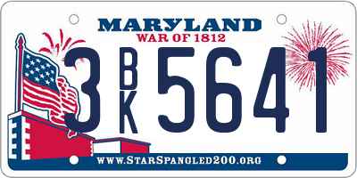 MD license plate 3BK5641