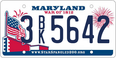 MD license plate 3BK5642
