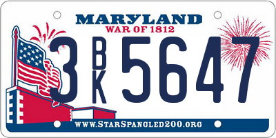 MD license plate 3BK5647