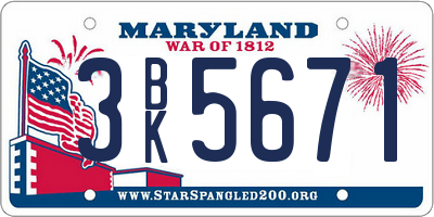 MD license plate 3BK5671