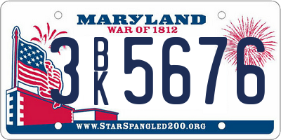 MD license plate 3BK5676