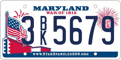 MD license plate 3BK5679