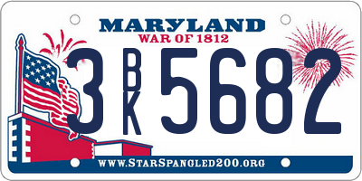 MD license plate 3BK5682