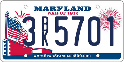 MD license plate 3BK5701