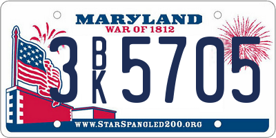MD license plate 3BK5705