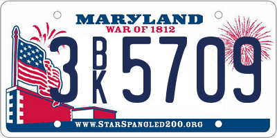MD license plate 3BK5709