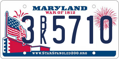 MD license plate 3BK5710