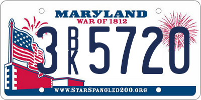 MD license plate 3BK5720