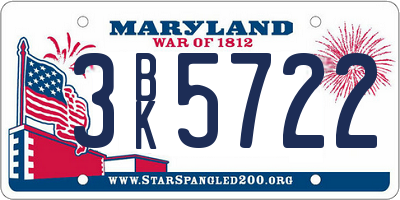 MD license plate 3BK5722