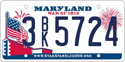MD license plate 3BK5724