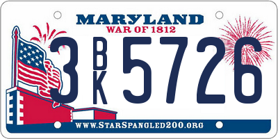MD license plate 3BK5726