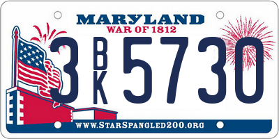 MD license plate 3BK5730